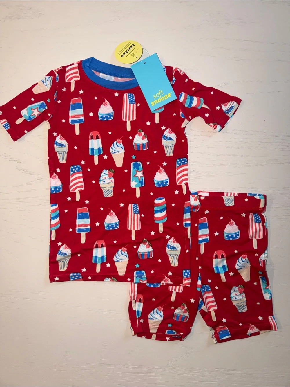 Rufflebutts Softsnooze Kids Red Ice Cream & Popsicle Bamboo Pajama Set 3T